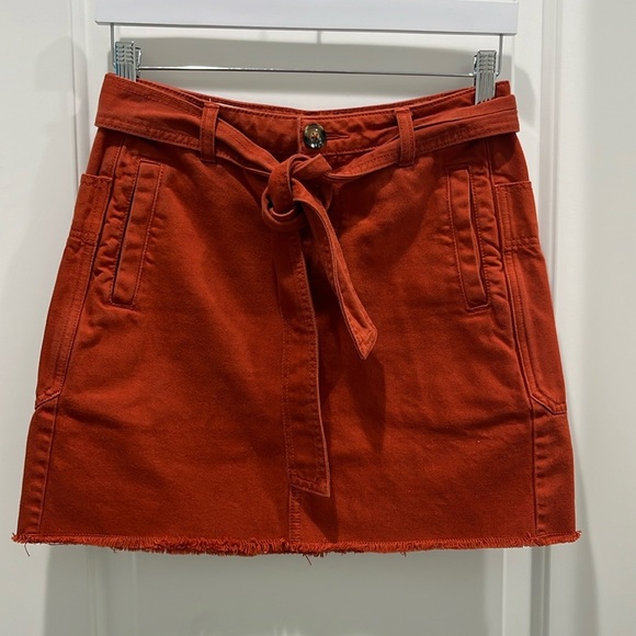 Anthropologie PILCRO Orange Denim Mini Skirt Sz 2 - Picture 1 of 6
